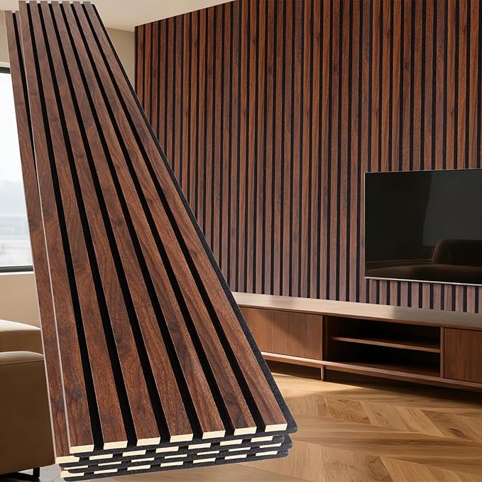 Yuzzy 4 Pack Wood Panels for Wall, 94.5" x 11" Acoustic Wood Slat Wall Panel by Yuzzy