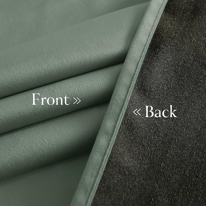 NICETOWN Green Velvet Curtains 96 inches Long 2 Panels - Image 6