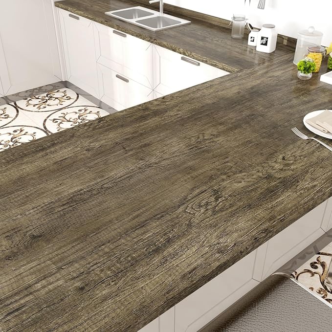 WESTICK 24"x394" Large Wood Contact Paper Peel and Stick Countertops Brown Wood by WESTICK