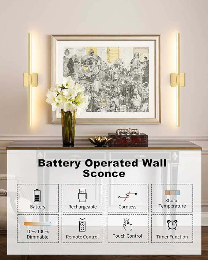 Rayogale 32 Inch Rechargeable Wall Sconce - Image 2