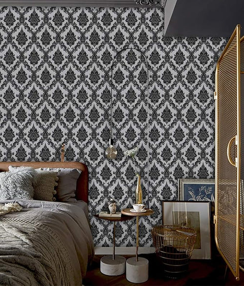 17.7" x118" Peel and Stick Wallpaper Black Wall Paper - Image 2