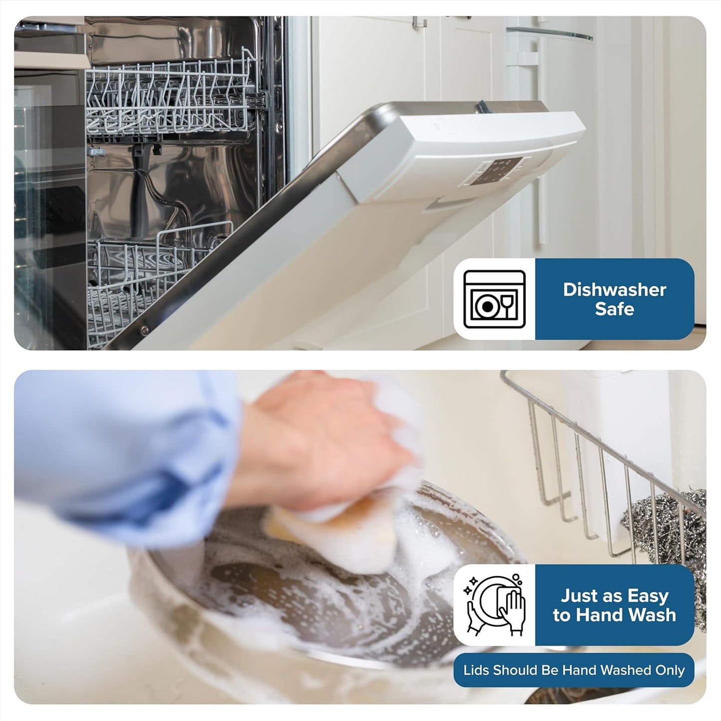 Viking Mixing Bowls Set, 10 Piece Stainless Steel Kitchen Cookware, Non-Slip Silicone Base, Includes Tight Fit Lids, Dishwasher Safe, Black