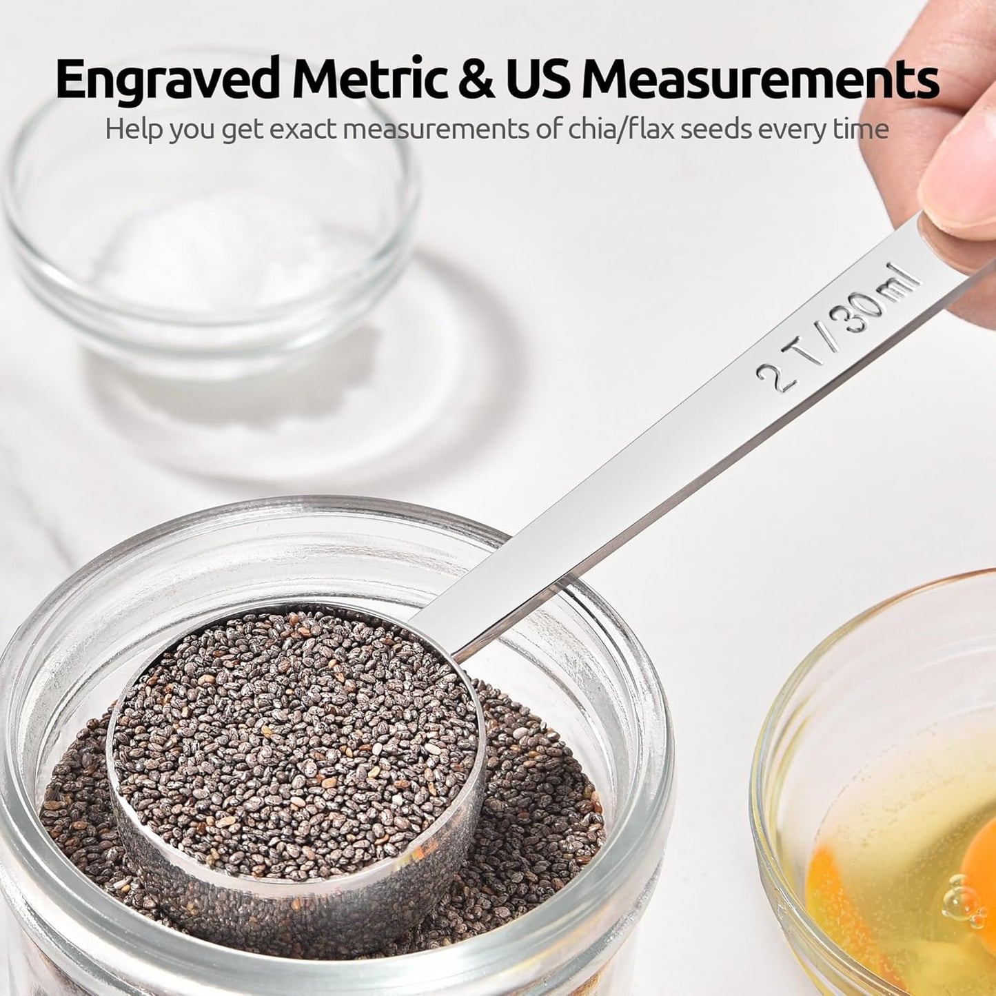 U-Taste Coffee Scoop 2 Tablespoon: 18/8 Stainless Steel Measuring Scooper for Ground Coffee, Bean, Powder, Espresso, 4.3in Long Handle Metal Measure Spoon for Canister, Jar (2Tbsp/30ml)