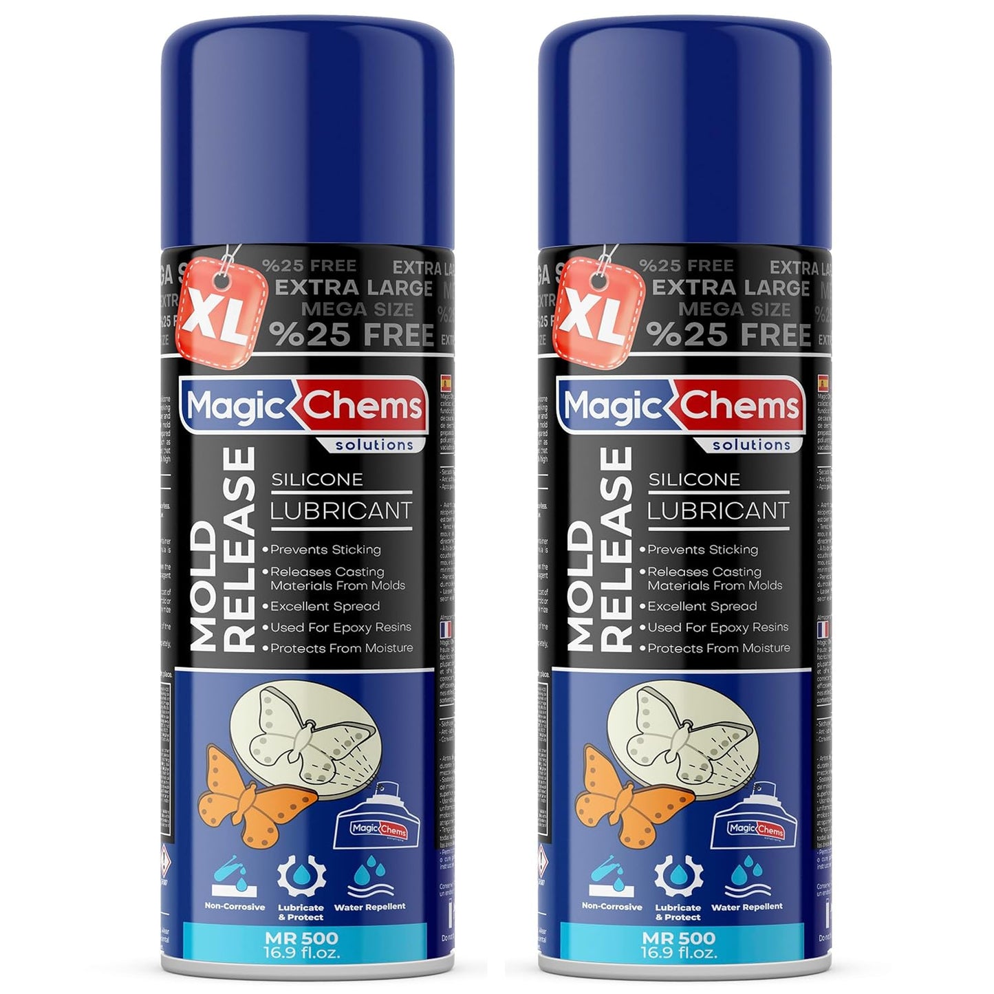 Silicone Mold Release Spray for Epoxy Resin (2 x 16.9 fl oz / 500ml) Mold Release Spray for Candle Making Releasing Agent for Silicone Molds (2 Pack Mega Size)