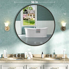 NEWBULIG Round Wall Mirror, 36 Inch Bathroom Mirrors - Image 2