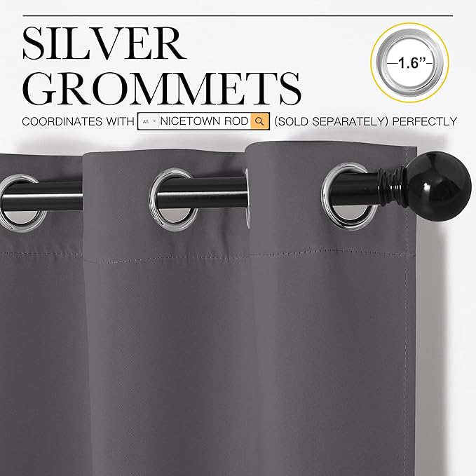 NICETOWN Bedroom Blackout Curtains Panels, 1 Pair, 55 inches by 94 Inch - Image 2