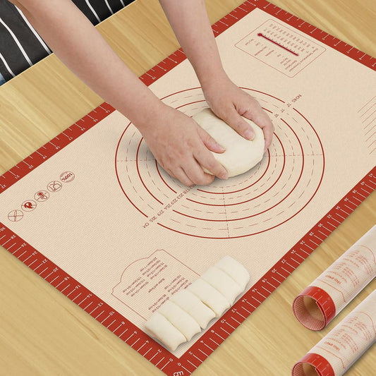HOTEC Silicone Baking Mat - 26x16 Thickened Pastry Dough Mat with Measurement Non-Stick For Dough Rolling, Bread, Oven Liner, Kitchen Counter, Fondant/Pie Crust
