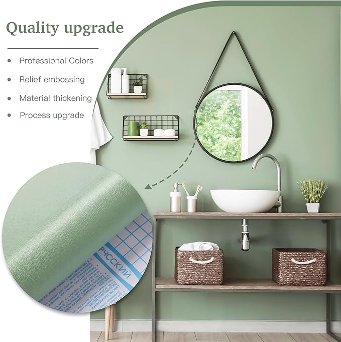 Dimoon 17.7''x118'' Peel and Stick Wallpaper Light Green Contact Paper - Image 8