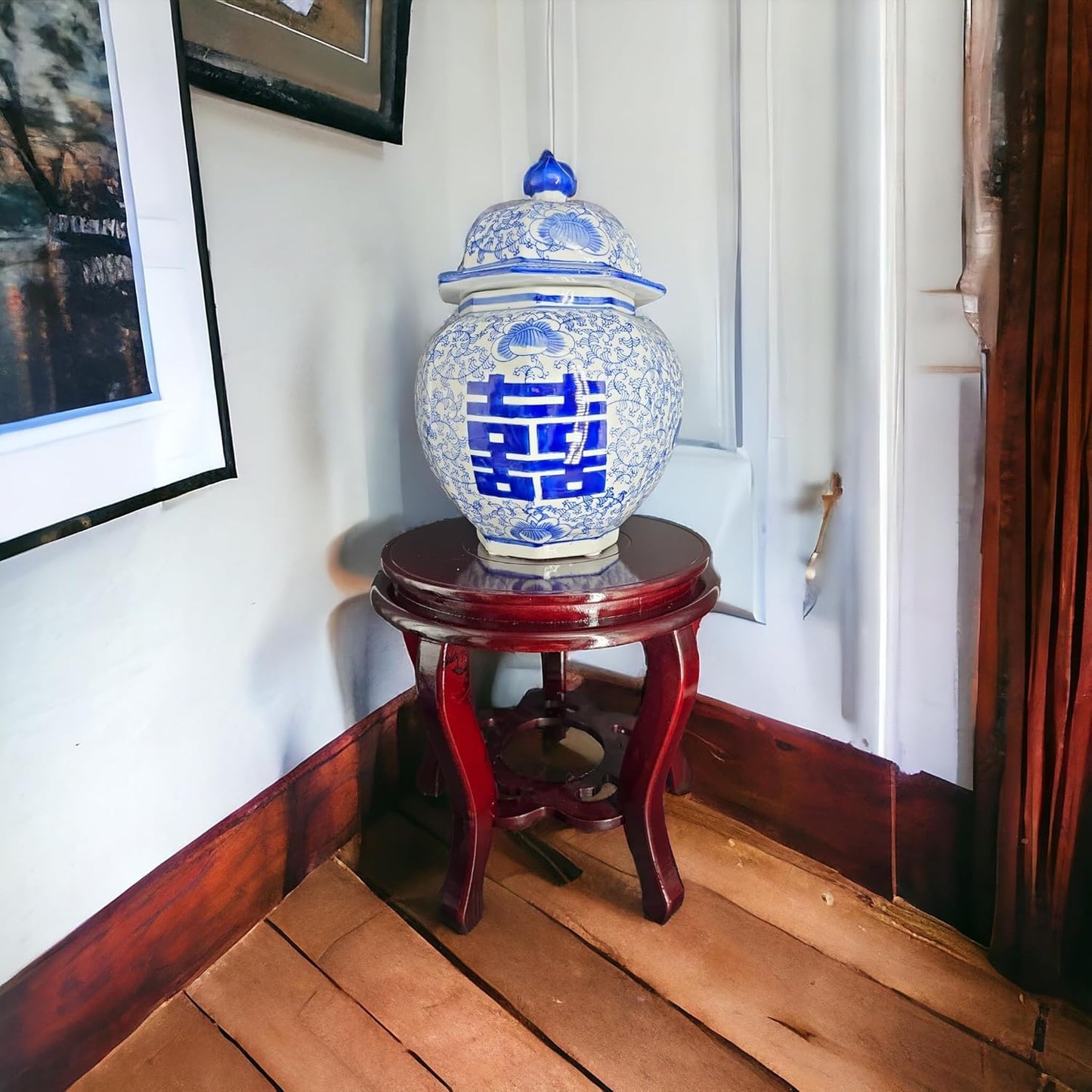 Wooden Fishbowl Display Vase Pot Tall Planter Stand Plant Pot Display Stand (11")