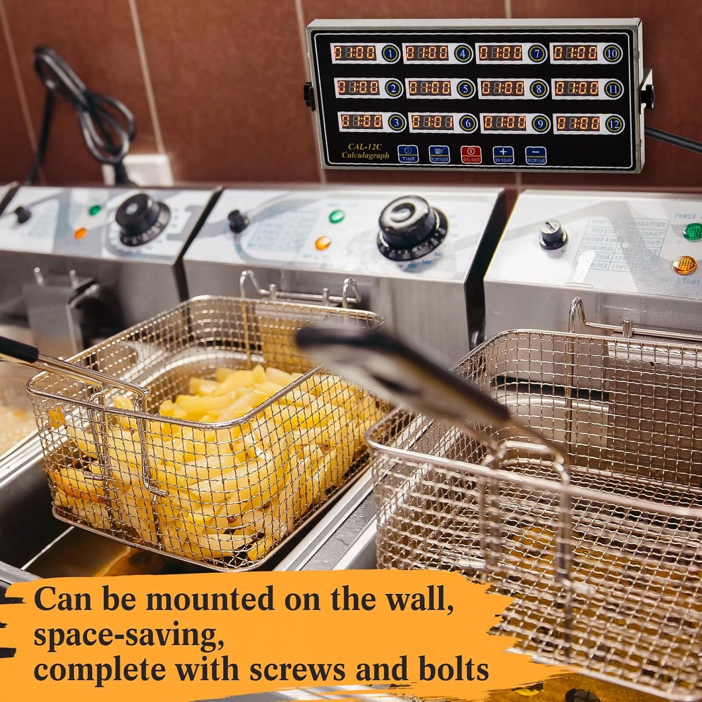 2 Pack 12-Channel Digital Kitchen Timer, Commercial Cooking Timer with Loud Alarm, Large LCD Display, for Restaurants, Baking, Labs, Multiple Independent Countdown Timers