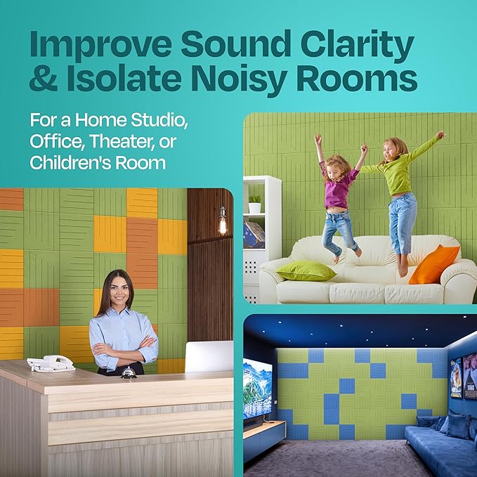 Acoustic Panels 12-Pack Soundproof Wall Panels 12"x12"x0.4" Decorative Sound - Image 7