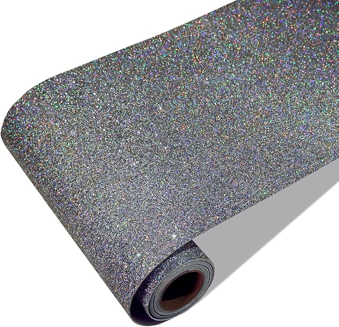 CRE8TIVE Charcoal Grey Holographic Glitter Wallpaper Border Peel and Stick by CRE8TIVE