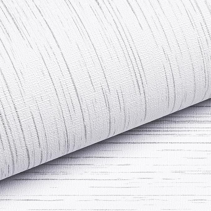 Livelynine White Grasscloth Peel and Stick Wallpaper Textured Grass Cloth Wall - Image 6
