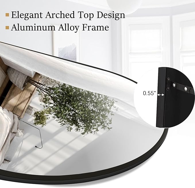 Rowjut Floor Full Length Mirror, Arched Mirrors Full Length 81"x41" - Image 8