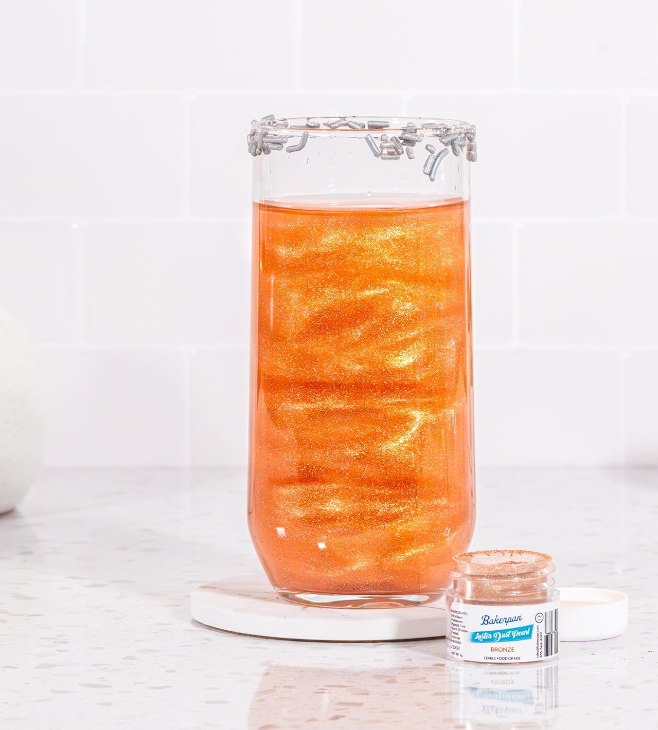 Bakerpan Pearl Luster Dust Edible, Bronze Edible Glitter for Cocktails, 4 Grams Edible Glitter for Cake Decorating, Cookies, Chocolates and Candies, Drinks (Made in USA)