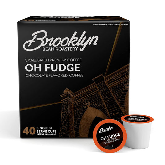 Brooklyn Beans Oh Fudge Gourmet Coffee Pods - Compatible with Keurig K Cup Brewers Including 2.0 Machines, 40 Count, Rich Chocolate Flavored
