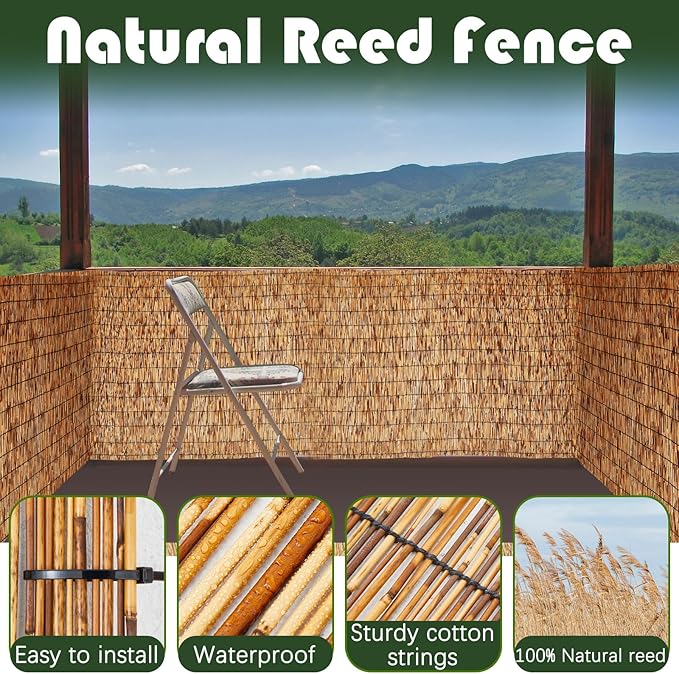 Barydat 3 Pcs 6 x 16.4 ft Reed Fence Roll, 85% Shade Bamboo Privacy Screen - Image 8