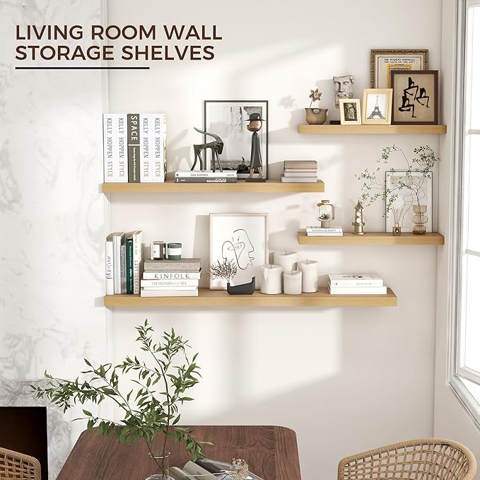 Venusmiles Floating Shelves for Wall 24 inch Long, Engineered Wood Wall Shelves - Image 5