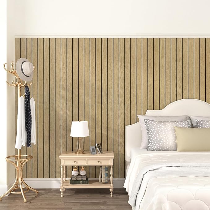 Brown 3D Wood Wall Panels Peel and Stick Fluted Wall Slat Panels 23.6"x197" - Image 4