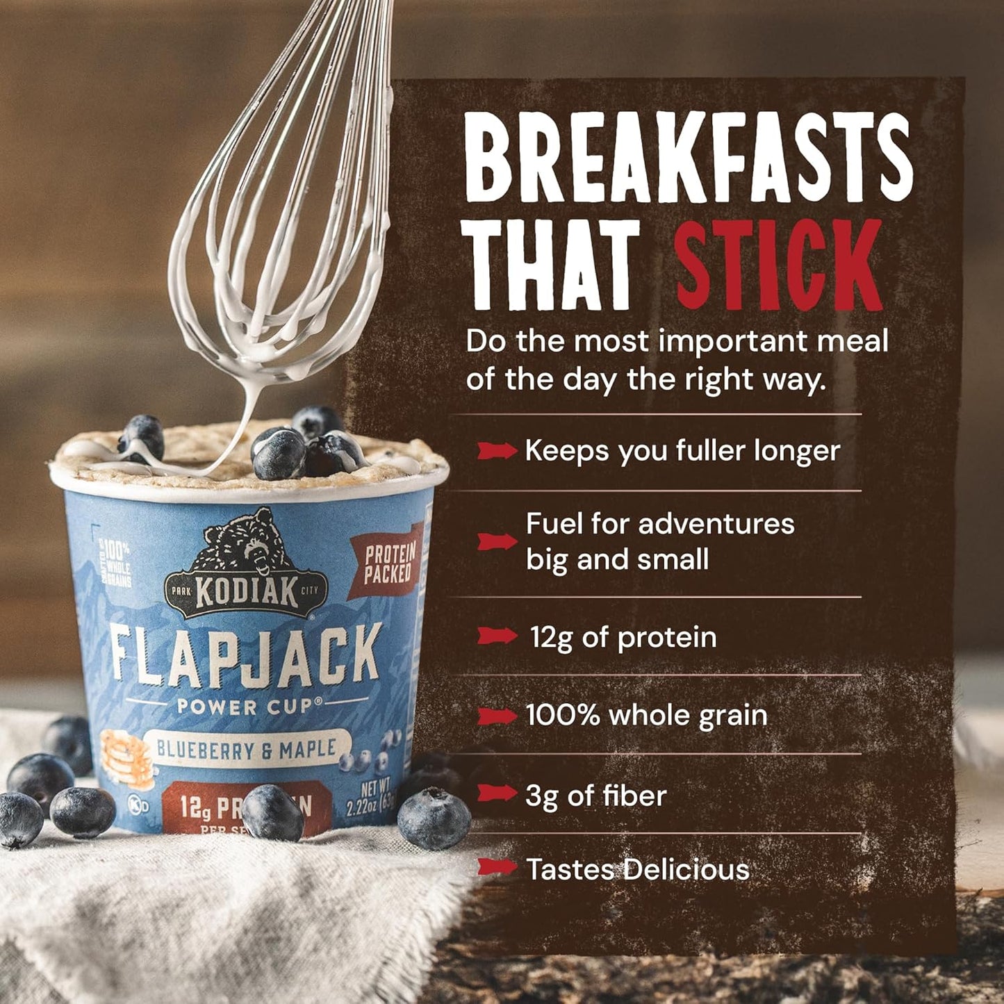 Kodiak Cakes Pancake On the Go, Blueberry and Maple, 2.16 Ounce (Pack of 12)