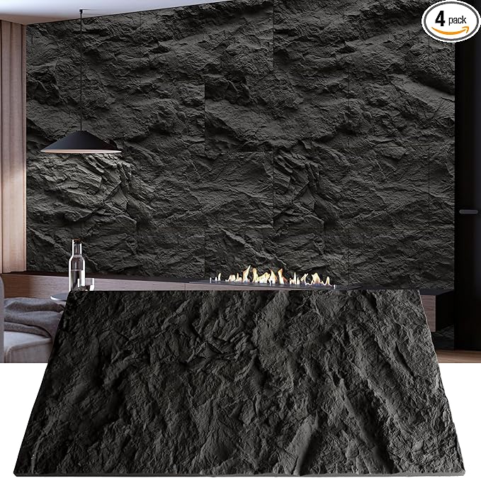 KASARO 3D Faux Stone Wall Panels, Cement Texture Thicker Accent by KASARO