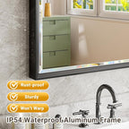 Black Framed Mirror for Bathroom, 24x32 Inch Black Rectangle Beveled Bathroom - Image 4
