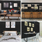 YU LI 3DH 3D Wall Panels Peel and Stick 11PCS Black Foam Brick Wallpaper - Image 4