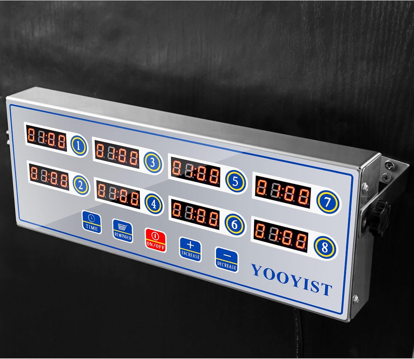 Kitchen Timers for Cooking – 8 Channel Commercial Kitchen Timer Restaurant Kitchen Supplies – Stainless Steel LED Technology Kitchen Timer Digital – Reminder Function, Loud Alarm, Silver