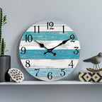 KECYET Wall Clock Battery Operated 10 Inch Outdoor Beach Style Blue Coastal - Image 6