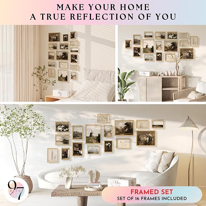 97 Decor Vintage 16PCS FRAMED Wall Art - Image 4