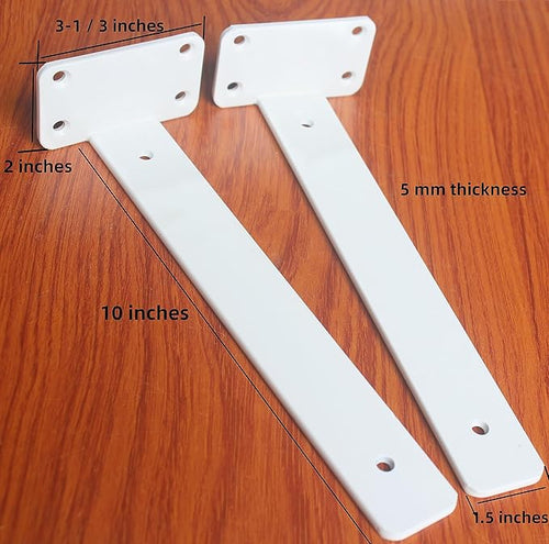 12 Pack - 10 inch White Hidden L Shelf Bracket Iron Floating Shelf Brackets - Image 2