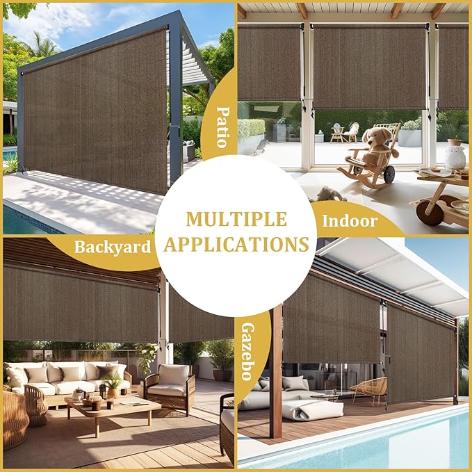 Shade&Beyond Outdoor Roller Shades 4' W x 8' H Cordless Patio Roll Up Blinds - Image 7