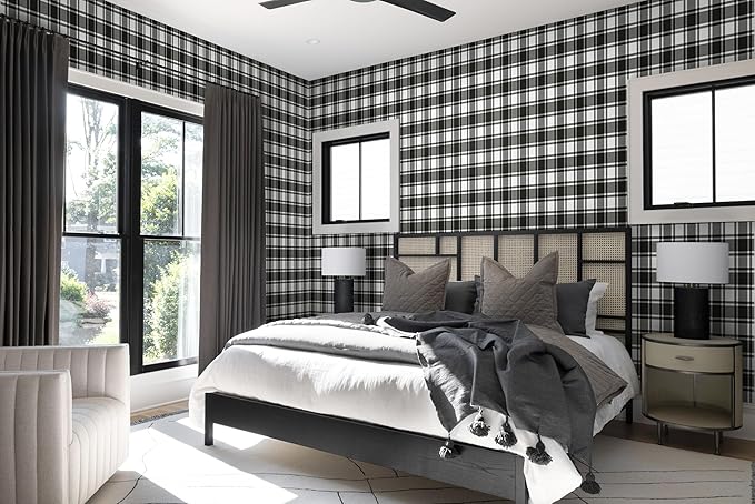 Guvana 17.7"x118" Black and White Trellis Contact Paper Peel and Stick - Image 5
