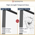 Keonjinn Black Bathroom Mirror for Over Sink, 42 x 36 Inch Large Rounded - Image 4