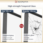Keonjinn Black Bathroom Mirror for Over Sink, 42 x 20 Inch Rounded Rectangle - Image 4