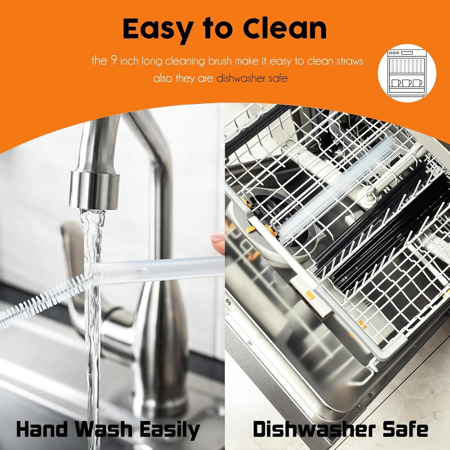 ALINK Clear Replacement Straws for Stanley 30 oz Tumbler, DISHWASHER SAFE, 6 Pack Reusable Plastic Straws Compatible with 30oz Stanley Adventure Quencher Cups, Plus Brush