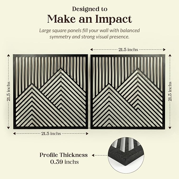 River's Edge Essentials Wood Mountain Wall Decor – Set of 2 Modern Wood Wall Art - Image 2