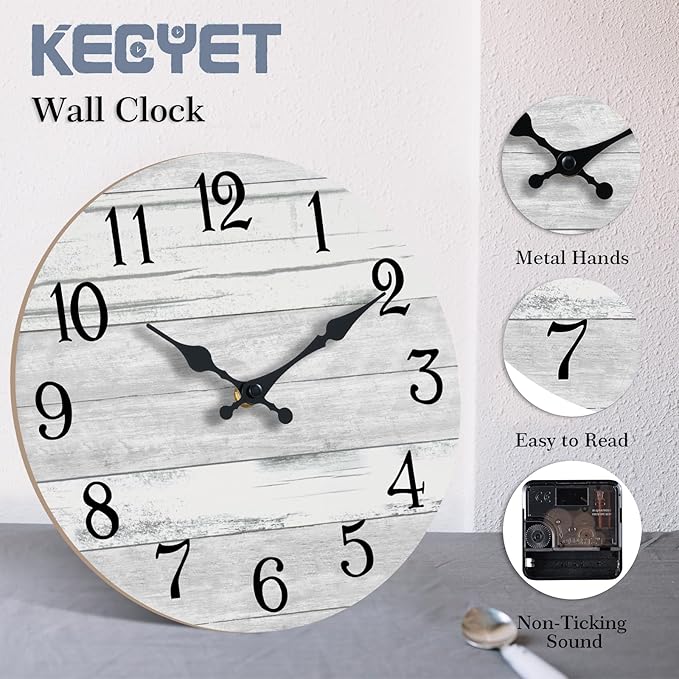 KECYET Wall Clock Battery Operated 16 Inch Large Gray Silent Non Ticking - Image 7