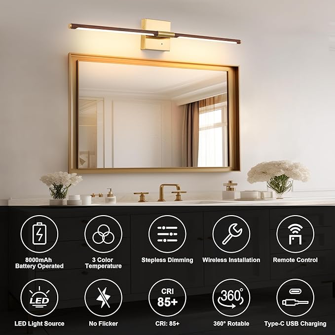 Morauroral Walnut Battery Operated Wall Sconce - Image 3