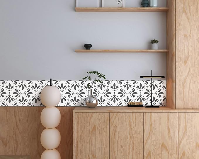 FLFK Wallpaper Border Black and White Patterns Peel and Stick Wall Border Self - Image 4