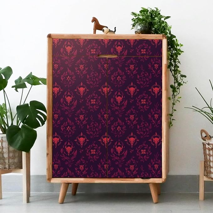 FLFK Gothic Peel and Stick Wallpaper Dark Red Wallpaper 16" x 384" Vinyl - Image 4