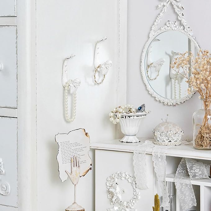 SOFFEE DESIGN 4pcs White Mermaid Shape Metal Coat Hooks, Playful Mermaid Design - Image 3