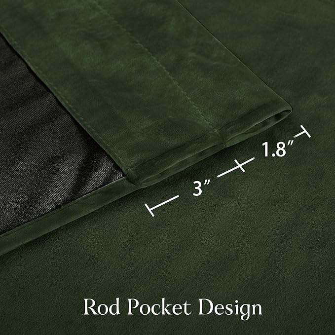 NICETOWN Olive Green 63 inch Long Velvet Curtains - Image 8