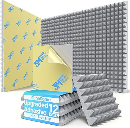 12 Pack Pyramid Sound Proof Foam Panels by Unknown