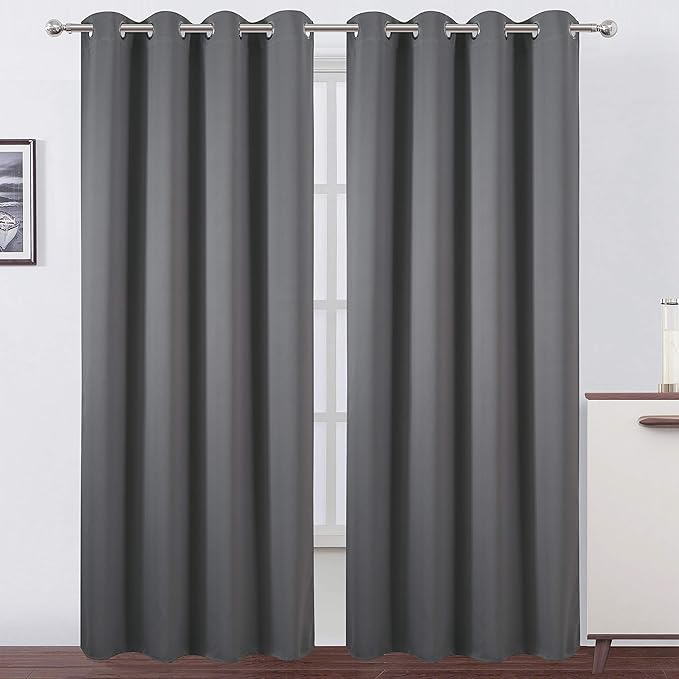 LEMOMO Grey Blackout Curtains/52 x 108 Inch/Set of 2 Panels Thermal Insulated by Lemomo