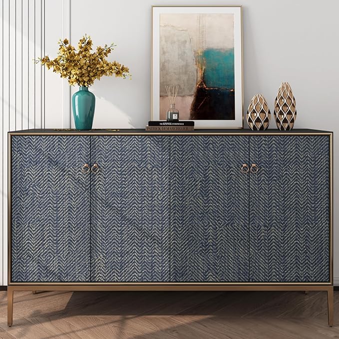 FunStick 24"x394" Removable Gold Dark Blue Textured Wallpaper Peel and Stick - Image 4