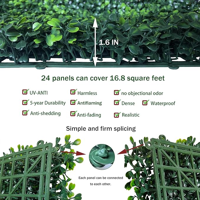 ODTORY Artificial Grass Wall Panel Backdrop, 10 X 10 in 24P UV-Anti Greenery - Image 3