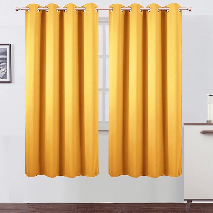 LEMOMO Yellow Thermal Blackout Curtains/52 x 72 Inch/Set of 2 Panels Room by Lemomo
