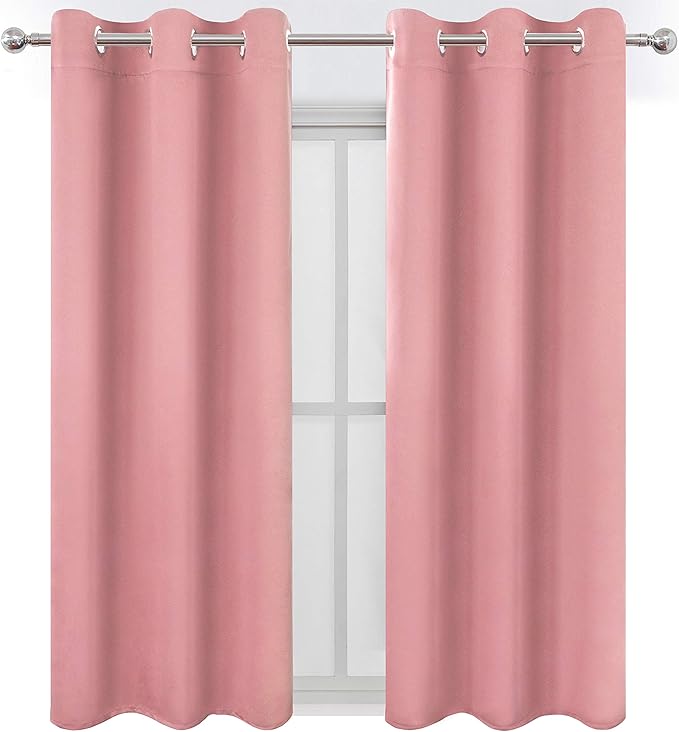 LEMOMO Pink Thermal Blackout Curtains/38 x 54 Inch/Set of 2 Panels Room - Image 2