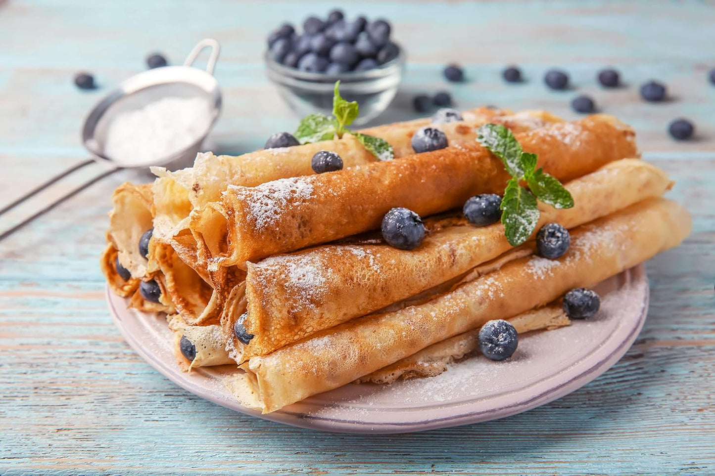 Classic Rolled Hotcakes Crepe Mix by American Table, Made with American-Grown Organic Wheat Flour & Pure Vanilla, French-Style, Non-GMO, Low Sugar, No Preservatives, Quick Prep, Makes 24 Crepes (14 oz, Pack of 1)